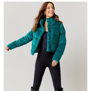 Velvet Cropped Puffer Jacket (NWT)